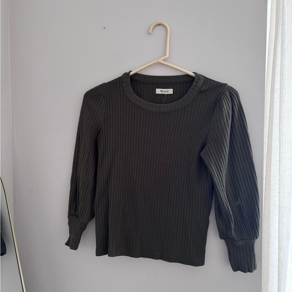 Madewell Olive Ribbed Knit Top
